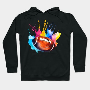 American Football Rugby Ball Watercolor Hoodie